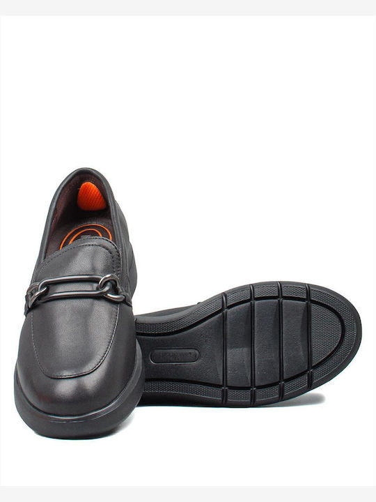 Leather Women's Loafers in Black Color
