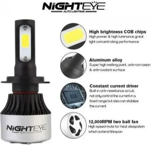 Nighteye Λάμπες Αυτοκινήτου A315-s2 H4 LED 6500K Ψυχρό Λευκό 9-32V 72W 2τμχ
