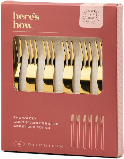 Here's How Set of Forks Fruit/Dessert Gold 6pcs