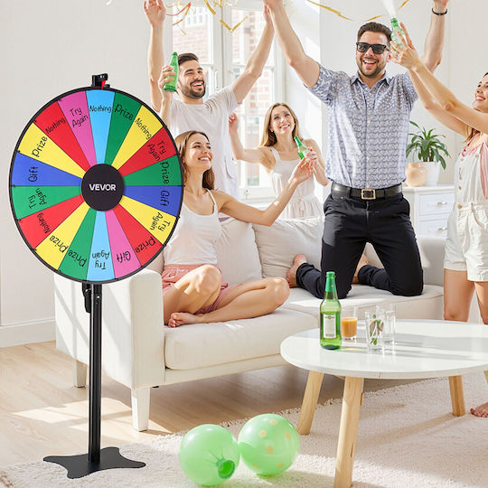 Vevor 914 Mm Prize Wheel 18 Position Prize Wheel Base Roulette Win Fortune Adjustable Height 2 Markers 6 Colors Easy Assembly Party Pub Trade Show Carnival