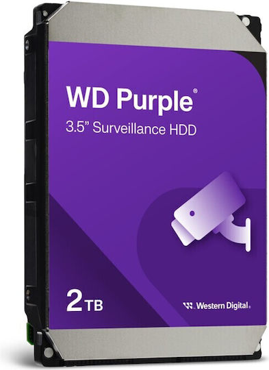 Western Digital Purple 2TB HDD Σκληρός Δίσκος 3.5" SATA III 5400rpm με 64MB Cache για Desktop WD23PURZ