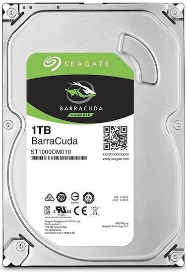 Seagate Barracuda 1TB HDD Σκληρός Δίσκος 3.5" SATA III 7200rpm με 256MB Cache για Desktop ST1000DM014