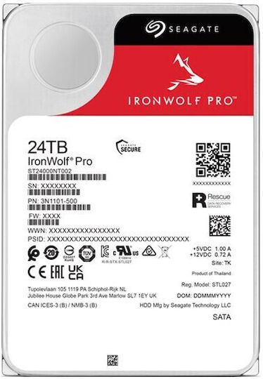 Seagate IronWolf Pro 24TB HDD Hard Drive 3.5" SATA III 7200rpm with 512MB Cache for NAS ST24000NT002