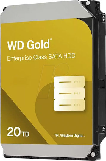 Western Digital Gold 20TB HDD Σκληρός Δίσκος 3.5" SATA III 7200rpm με 512MB Cache για Server / Καταγραφικό WD203KRYZ