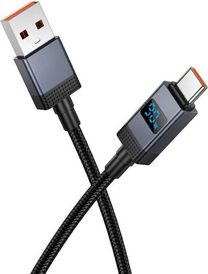 Hoco X118 Плетена USB 2.0 Кабел USB-C мъжки - USB-A мъжки 60W Черен 1м