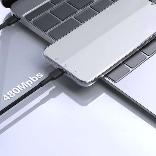 Dudao USB 2.0 Cable USB-C male - USB-C 240W PD Μαύρο 1.2m