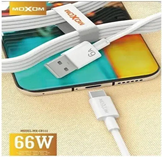 Moxom MX-CB112 USB 2.0 Cable USB-C Male - USB-A 66W PD White 1m
