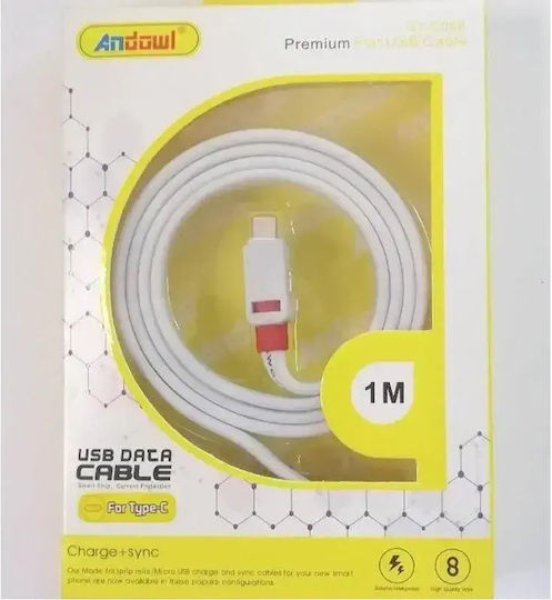 Andowl Qyc068b USB 2.0 Cable USB-C male - USB-A Λευκό 1m QY-C068B