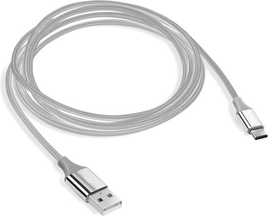 TTEC Braided USB 2.0 Cable USB-C male - USB-A Silver 1.2m (2DK18G)
