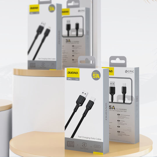 Dudao USB 2.0 Cable USB-C male - USB-A 100W Μαύρο 1m
