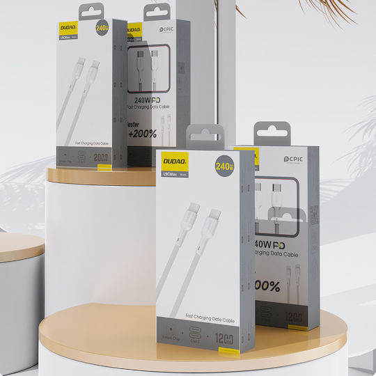 Dudao USB 2.0 Kabel USB-C männlich - USB-C 240W Weiß 1.2m
