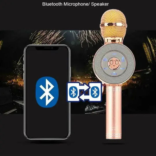 Μικρόφωνο Karaoke Ασύρματο WS-669 Ροζ Χρυσό