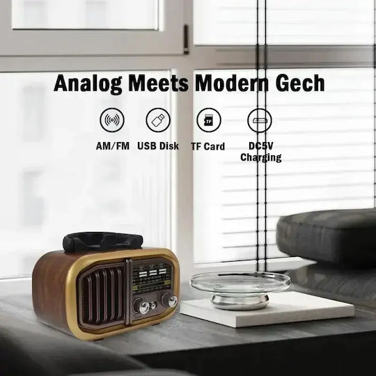 Golon RX-BT618S Retro Tragbares Radio mit Bluetooth und USB Gold