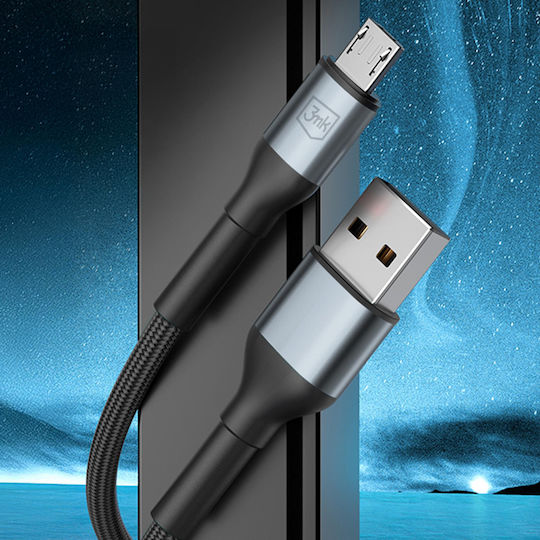 3MK 1m LED / Braided USB 2.0 to micro USB Cable