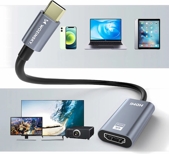Wozinsky Конвертор USB-C женски към HDMI женски Черен 1бр WACH-01