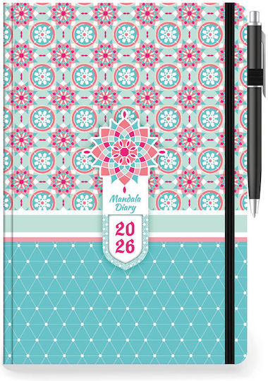 Daily Diary Grid 14x21cm Elastic Pen 890139 Various Designs