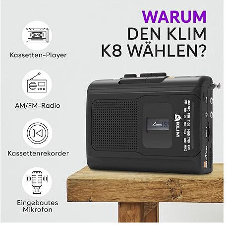 Klim K8 Walkman Radio AM FM Microfon Încorporat Difuzor Funcție De Înregistrare Portabil Ușor De Utilizat