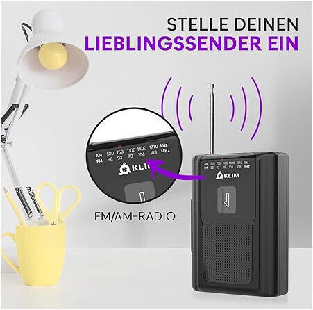 Klim K8 Walkman Radio AM FM Microfon Încorporat Difuzor Funcție De Înregistrare Portabil Ușor De Utilizat