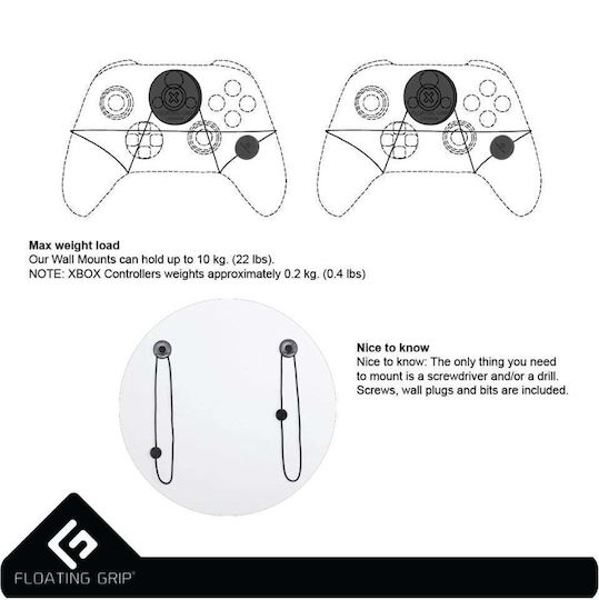 Floating Grip Xbox Controller Wall Mount Controller-Ladestation 2 Controller XBOX Eins / Xbox Series X/S Schwarz