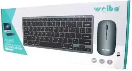 Weibo WB-8077 Ασύρματο Bluetooth Σετ Πληκτρολόγιο & Ποντίκι Αγγλικό US Γκρι