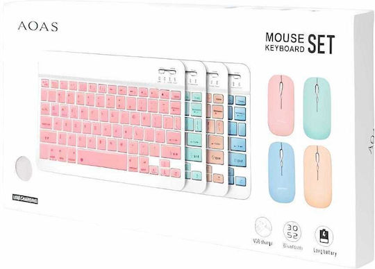 Aoas AS-110 Ασύρματο Bluetooth Σετ Πληκτρολόγιο & Ποντίκι Αγγλικό US Μπεζ