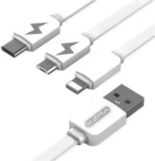 Ezra DC06 Regulär USB zu Blitzschlag / Typ-C,TC-TC / Micro-USB Kabel 3A Weiß 1.2m (DC06)