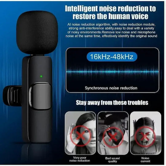 Arrango AC48830 Wireless Condensator (Diafragmă Mică) Microfon Πέτου, Clip On pentru Cameră