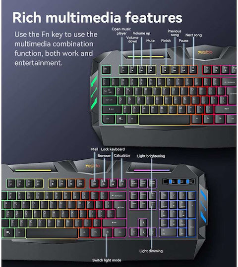 Yesido KB21 Gaming Mechanische Tastatur mit RGB-Beleuchtung (Englisch US)