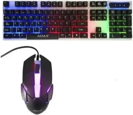 AOAS M-350 Σετ Gaming Πληκτρολόγιο με RGB φωτισμό & Ποντίκι (Αγγλικό US)