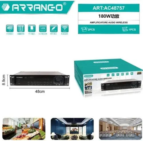 Arrango AC48757 Integrated PA Amplifier Equipped with USB/Bluetooth Black