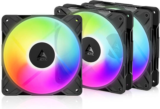 Arctic P12 Pro Reverse Blade Case Fan 120mm (3000rpm / 73cfm) με RGB Φωτισμό και Σύνδεση 3-Pin / 4-Pin PWM 3τμχ