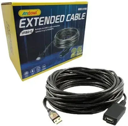 Andowl USB 2.0 Kabel USB-A-Stecker - USB-A-Buchse Schwarz 25m Q-T05E