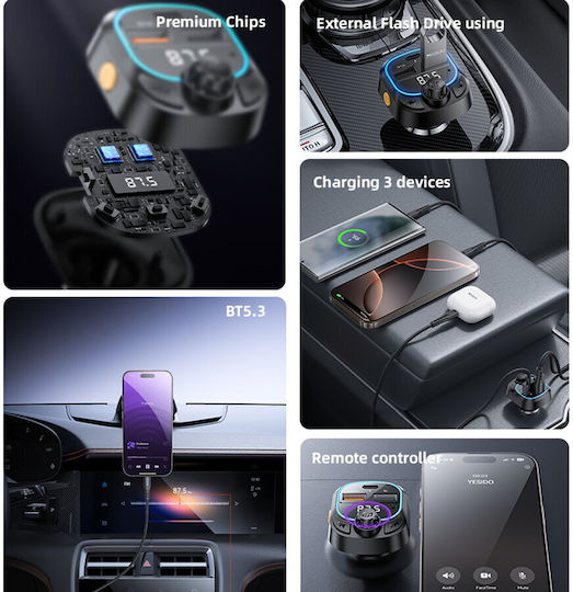 Yesido FM Transmitter Αυτοκινήτου με Bluetooth