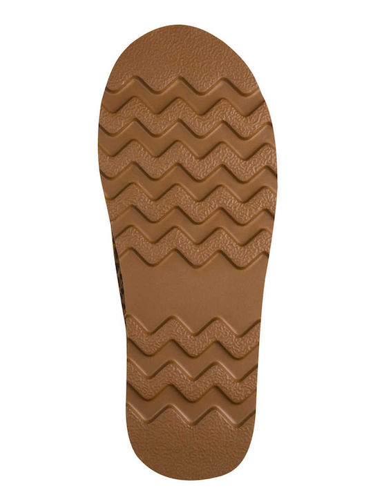 Closed Leather Women's Slippers Brown