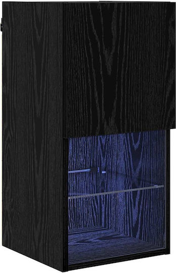 Hanging Living Room Cabinet Made of Particle Board with Lighting Black Beech 30.5x30x60cm