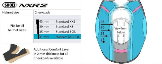 Магуали За Каска Cheek Pad 39mm Каски Nxr 2 Shoei