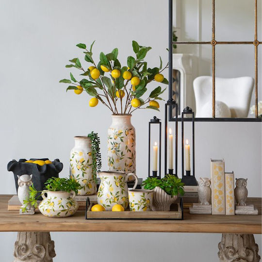 Artekko Διακοσμητικό Βάζο Κεραμικό Lemon Κίτρινο Φ20xΥ20cm