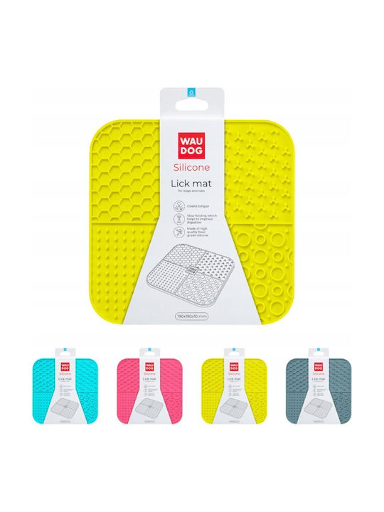 Wau Dog Collar Lick Mat Silicone Rectangular 21.1x21.1x3cm Yellow 14147348 4823089367125