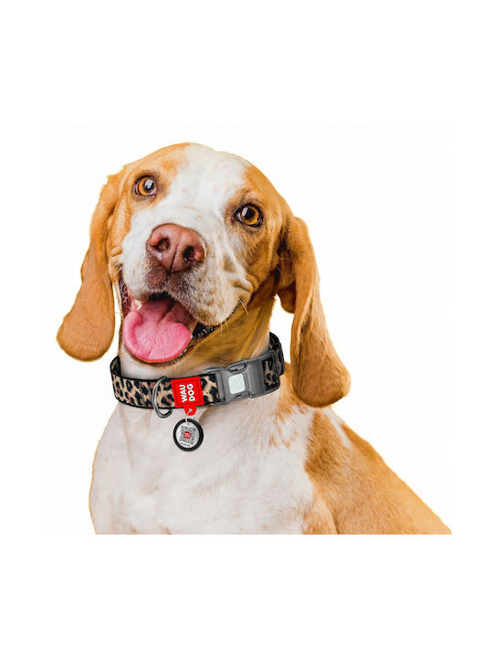 Wau Dog Nylon Collar QR Address Tag XL 25mm/37-58cm Leopard