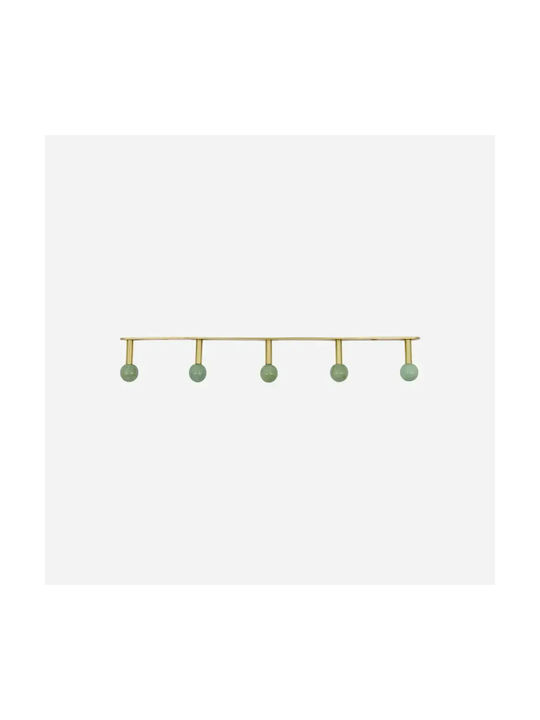 House Doctor Metal Wall Hanger With 5 Hooks Gold 35x2x2cm