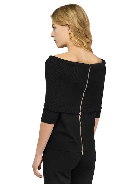 Women's Sweater with 3/4 Sleeve Black