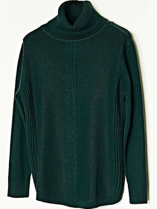 Bluza Damă Pulover Cu Guler Înalt Verde Chiparos