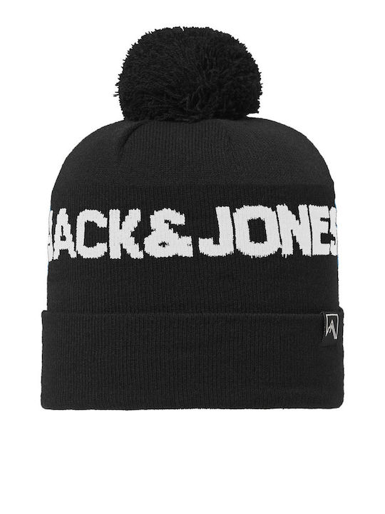 Pom Pom Beanie Ανδρικός Σκούφος Πλεκτός σε Μαύρο χρώμα