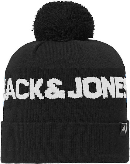 Pom Pom Beanie Beanie Knitted in Black color