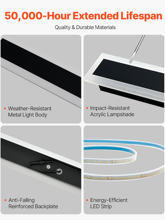 Vevor Wandmontiertes Lineares Beleuchtungsgerät LED IP65 12W mit Warmweißem Licht Doppelstrahl