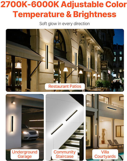 Vevor Επιτοίχιο Γραμμικό Φωτιστικό LED IP65