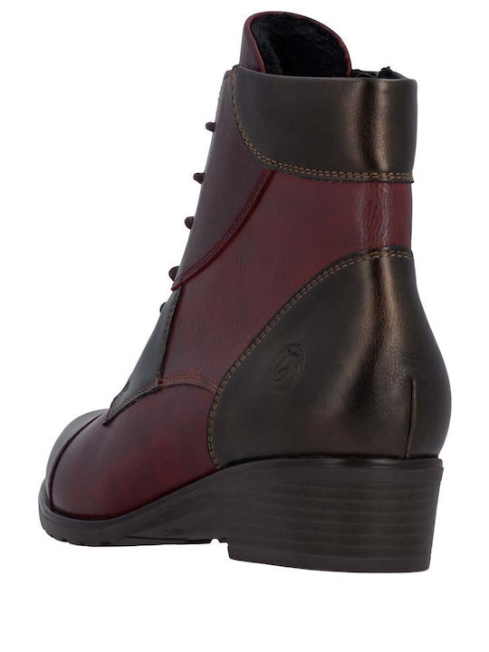 Leather Women's Ankle Boots Burgundy