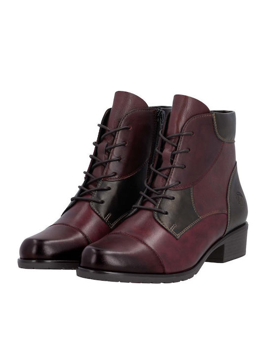 Leather Women's Ankle Boots Burgundy