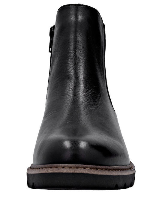 Leder Stiefeletten Damen Schwarz