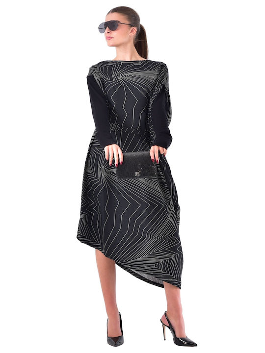 Midi Evening Dress Black Suzán